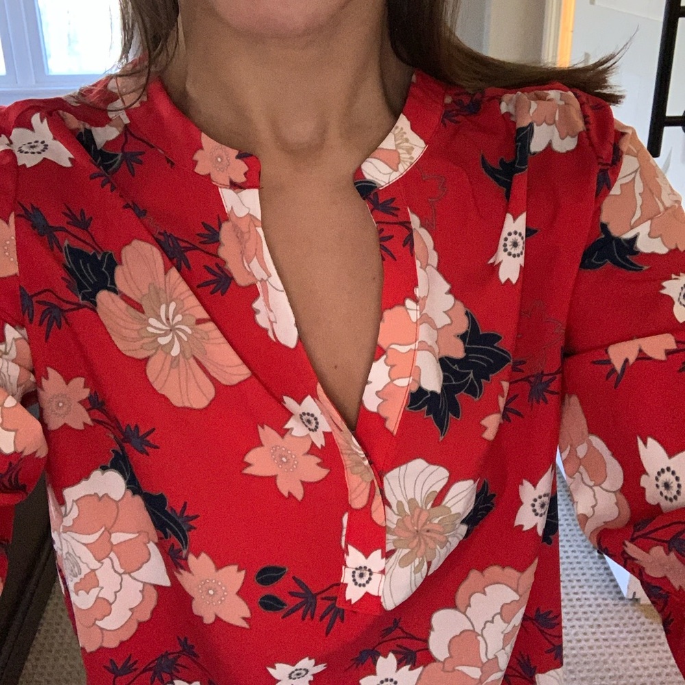 Pretty red floral blouse